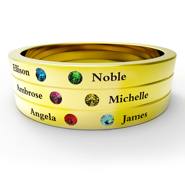 Personalizzabile 6 Nome Anello Con Birthstones