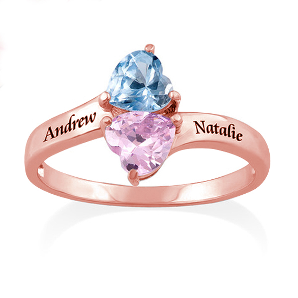 Personalizzabile 2 Nome Anello Con Birthstones