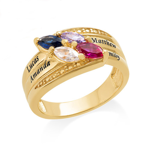 Personalizzabile 4 Nome Anello Con Birthstones