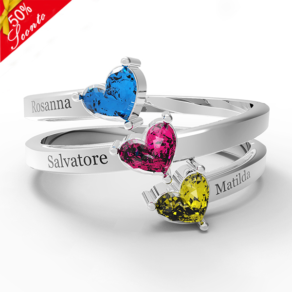 Personalizzabile 3 Nome Anello Con Birthstones