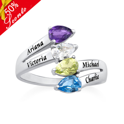 Personalizzabile 4 Nome Anello Con Birthstones